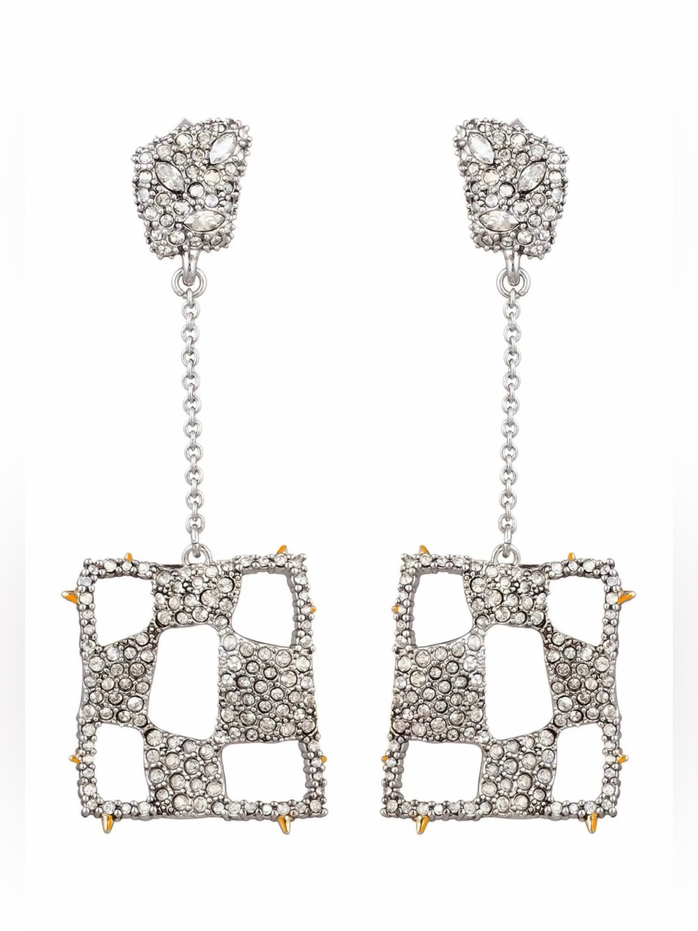 Alexis Bittar Silver Pavé Checkerboard Dangle Earrings